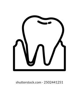 tooth in gum, tooth extraction - vector icon