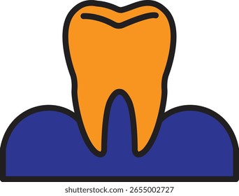 Tooth with gum icon representing dental structure and oral foundation with transparent background