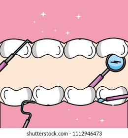 tooth and gum inside mouth tools oral hygiene