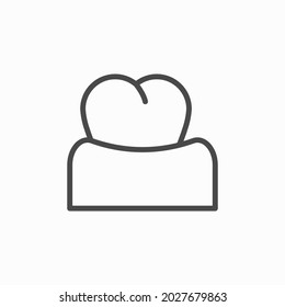 Tooth gum line icon illustration isolated on white. Dental care outline style design