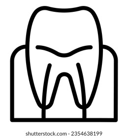 Tooth gum line icon. Tooth root vector illustration isolated on white. Dental care outline style design, designed for web and app. Eps 10