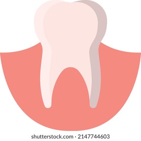 Tooth in gums icon. Dental health symbol. Clinic logo