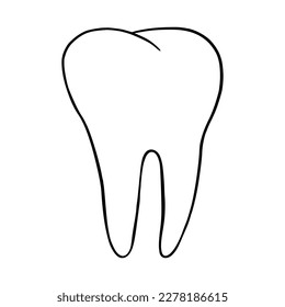 Tooth hand drawn icon. Dentistry item isolated on white background. Vector illustration.