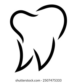 Tooth hand drawn illustration logo or icon. Teeth icon. Vector isolated on white background.