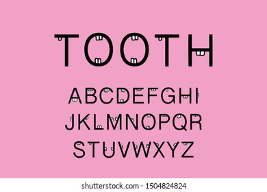 Tooth hand drawn vector illustration in cartoon style pink oral cavity with organs dentistry medical