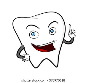 Tooth, a hand drawn vector illustration of a cartoon tooth with happy face.