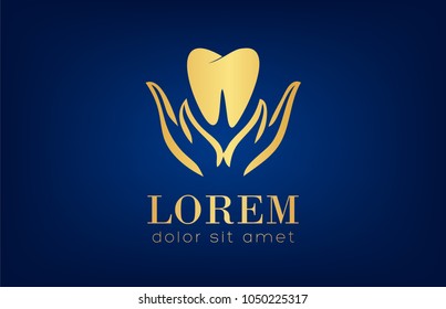 tooth in hand logo vector dental clinic