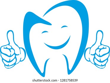 Tooth with hands and smile logo