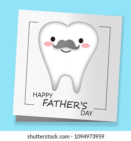 tooth with happy father day on the blue background