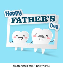 tooth with happy father day on the blue background