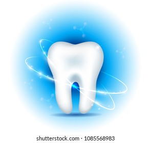 Tooth health care illustration on a beautiful light blue radial background