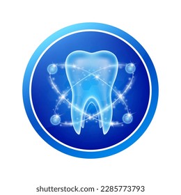 Etiquetas dentales de atención médica de formas redondeadas. Pegatina para la plantilla de diseño de paquetes médica. Insignia blanca translúcida de órganos humanos. Conceptos del logotipo del suplemento alimenticio de productos. EPS10 vectores 3D.