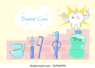 tooth with health concept on the yellow background