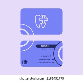 Tooth and healthcare icon. Dentist Corporate Business Card. Linear dental health original color business card. Pre-made card template with front and back sides.