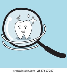 Tooth healthy sparkling white. cartoon vector.