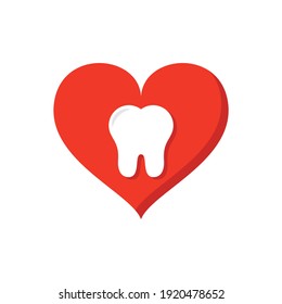 Tooth with heart icon. Dental care concept illustration for logo, banner, flyer design.