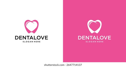 Tooth and Heart Logo Design Template.