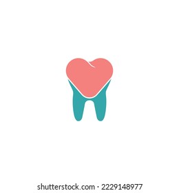 Tooth and heart shape. Vector symbol.