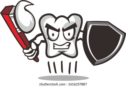 Tooth Hero Character With Toothbrush