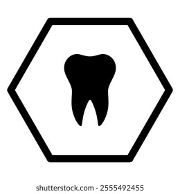 Tooth and hexagon on white