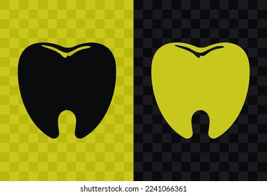 Icono de silueta vectorial de alta calidad dental. Silueta de icono dental aislada sobre fondo transparente oscuro y claro, símbolo dental.