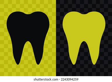 Tooth, high quality vector silhouette icon. Tooth icon silhouette isolated on dark and light transparent backgrounds, Tooth symbol.
