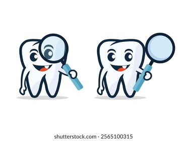 Tooth Holding a Magnifying Glass – Concept for Dental Examination and Detailed Care