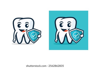 Tooth Holding a Shield – Concept for Dental Protection and Oral Health Safety