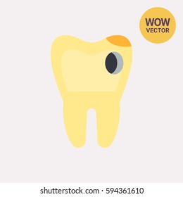 Tooth with Hole as Caries Concept Icon
