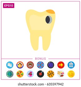 Tooth with Hole as Caries Concept Icon