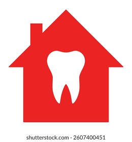 Tooth and home on white