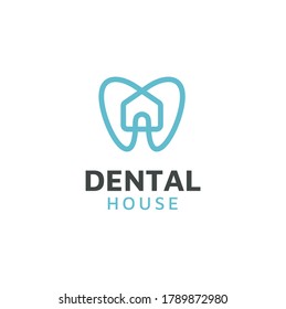 Tooth House, Teeth Home Care for Dentist Dental Dentistry Clinic logo design