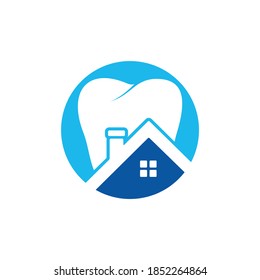 Tooth house vector logo design. Dental house icon logo design.