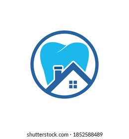 Tooth house vector logo design. Dental house icon logo design.