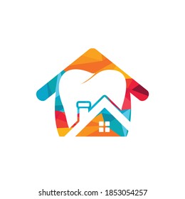 Tooth house vector logo design. Dental house icon logo design.