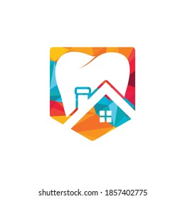 Tooth house vector logo design. Dental house icon logo design.