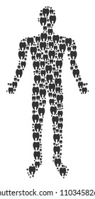 Tooth human avatar. Vector tooth icons are formed into man combination.