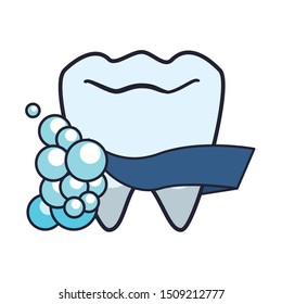 tooth human with foam vector illustration