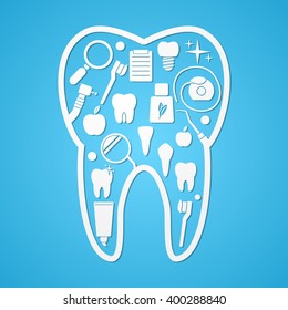 Tooth hygiene and threatment symbols. Vector illustration