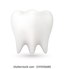 Tooth icon 3d. Teeth cleanliness for children dental clinic design. Dental hygiene concept. Isolated on white background. Vector EPS10 illustration. 
