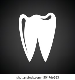 Tooth icon. Black background with white. Vector illustration.