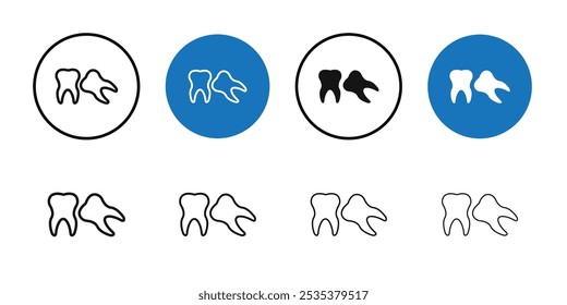 Tooth icon Black line art vector logo set