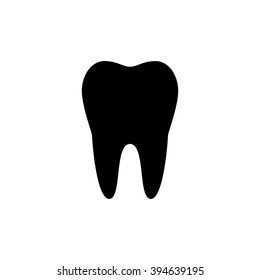 Tooth icon. Black, minimalist icon isolated on white background. Tooth simple silhouette. Web site page and mobile app design vector element.