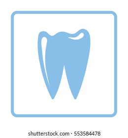 Tooth icon. Blue frame design. Vector illustration.
