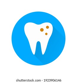Zahn-Symbol mit langen Schatten. Unterschreiben Sie für die Zahnarztklinik. Konzept der Orthodontie.