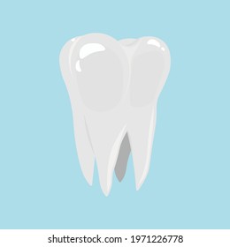 Tooth icon in cartoon style isolated on light blue background. Dental care. Vector illustration EPS 10.
