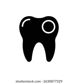 Tooth Icon with Cavity Spot for Dental Issues