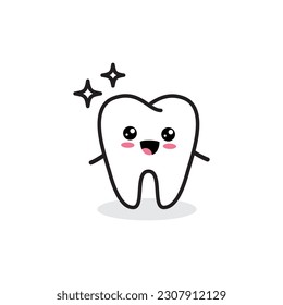 Carácter de icono dental. Feliz diente sano y sonriente	
