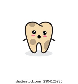 Tooth icon character. Sad, bad unhealthy tooth