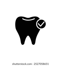 Ícone De Dente Com Marca De Seleção. Dental Care, Odontologia, Conceito de Saúde Dental.